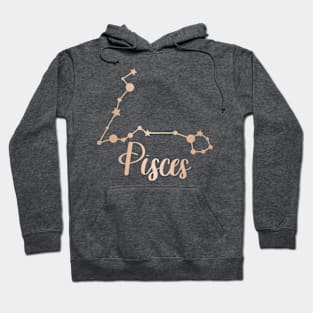 Pisces Zodiac Constellation in Rose Gold Hoodie